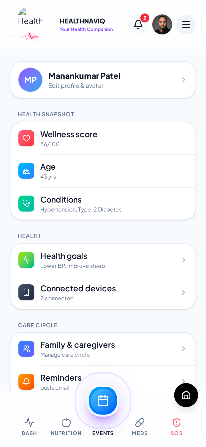 HealthNaviq screen