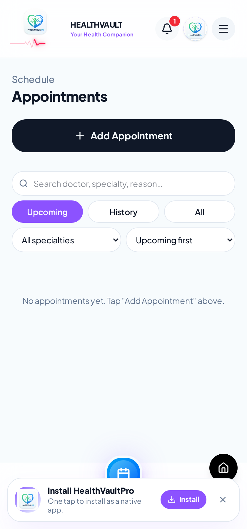 Appointments screen